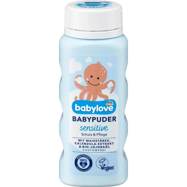 babylove-babypoeder-gevoelig-100-g Talkvrije Babypoeder: Babylove Babypuder Sensitive 100gr Babylove Sensitive Babypoeder zonder talk – Extra zacht & beschermend Zacht als ouderlijke liefde. Het Babylove Sensitive babypoeder zonder talk is speciaal ontwikkeld voor de meest gevoelige babyhuid. Dankzij de milde formule op basis van maïszetmeel beschermt en verzorgt het poeder kwetsbare huidzones zoals de luierzone, huidplooien en oksels. De combinatie van calendula-extract en biologische jojoba-olie helpt de huid te kalmeren en te voeden. Het poeder absorbeert overtollig vocht effectief en laat de huid droog, comfortabel en zijdezacht aanvoelen.